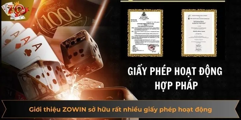 Giới thiệu ZOWIN sở hữu rất nhiều giấy phép hoạt động